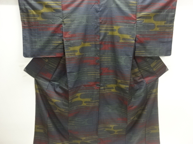 JAPANESE KIMONO / DORO OSHIMA TSUMUGI / UNUSED / WOVEN EGASUMI PATTERN / 5MARUKI